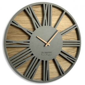 Nástěnné hodiny Roman Loft 50 cm se dřevem Šedé