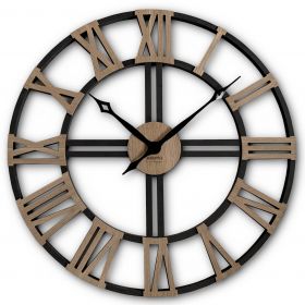 Velké nástěnné hodiny WOOD LOFT GRANDE 80cm Antracit – Černé