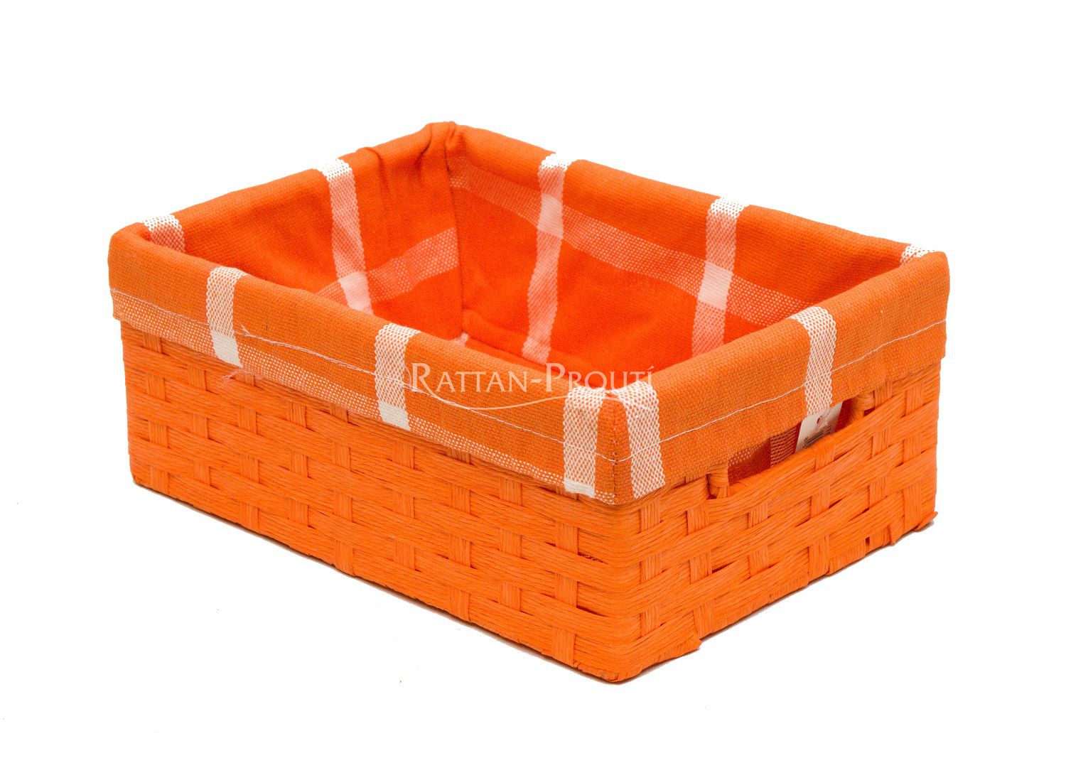 Oranžový box s látkou