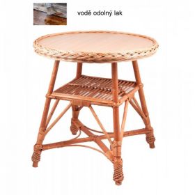 Proutěný kulatý stolek s poličkou
