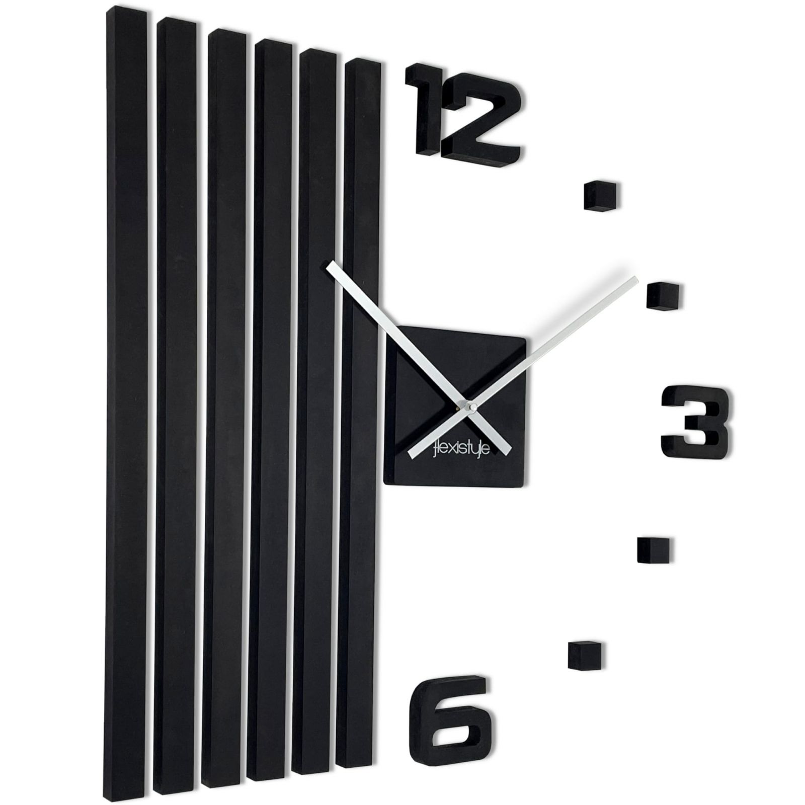 Dřevěné nástěnné hodiny LAMELE 60 cm Antracit Flexistyle