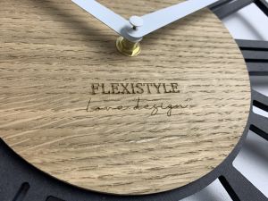 Nástěnné hodiny Loft Piccolo 2- 30cm se dřevem Antracit – Černé Flexistyle