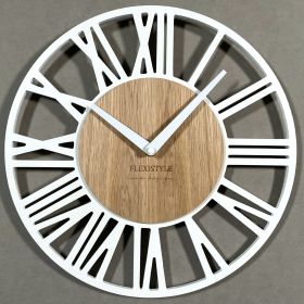 Nástěnné hodiny Loft Piccolo 30 cm Bílá se dřevem Flexistyle