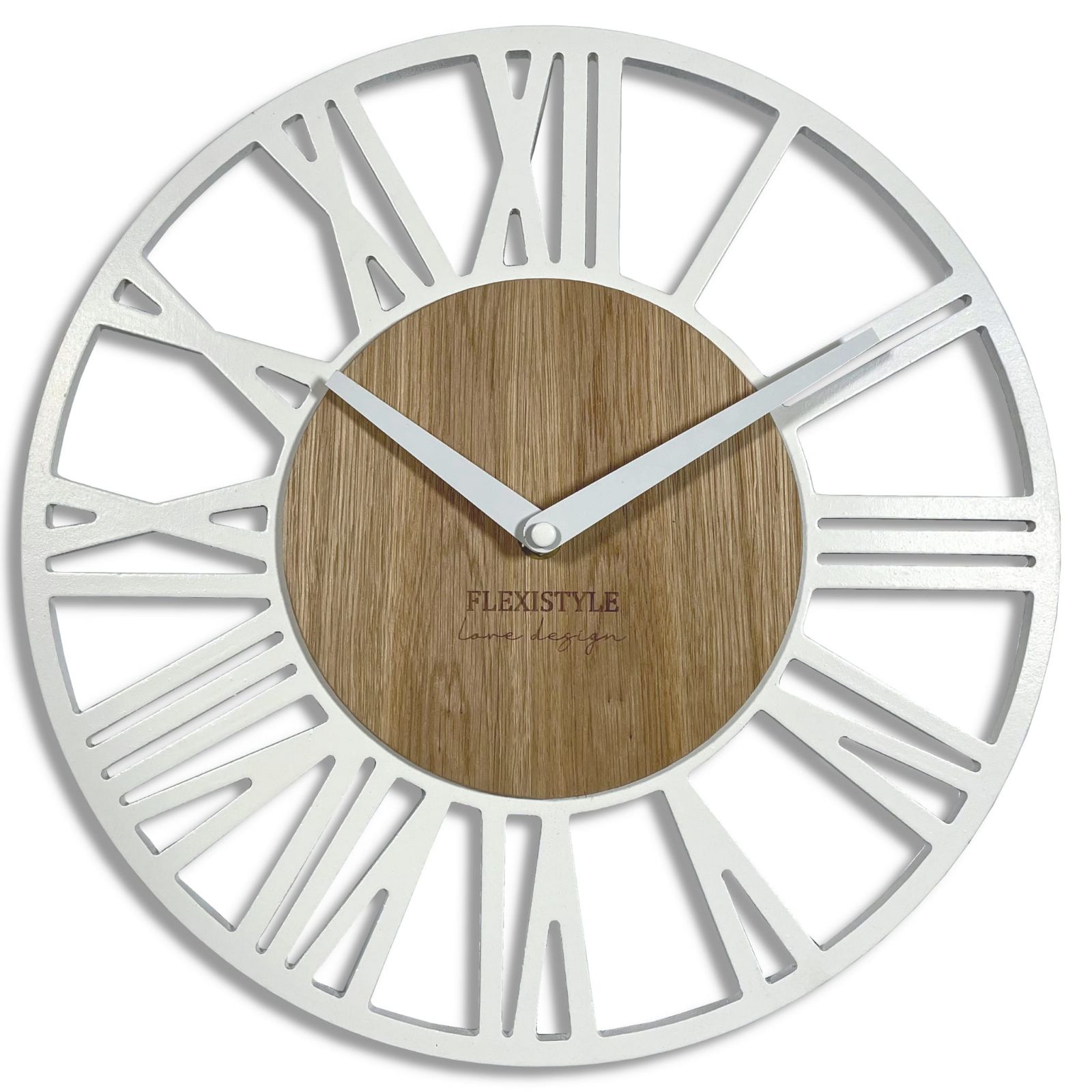 Nástěnné hodiny Loft Piccolo 30 cm Bílá se dřevem Flexistyle